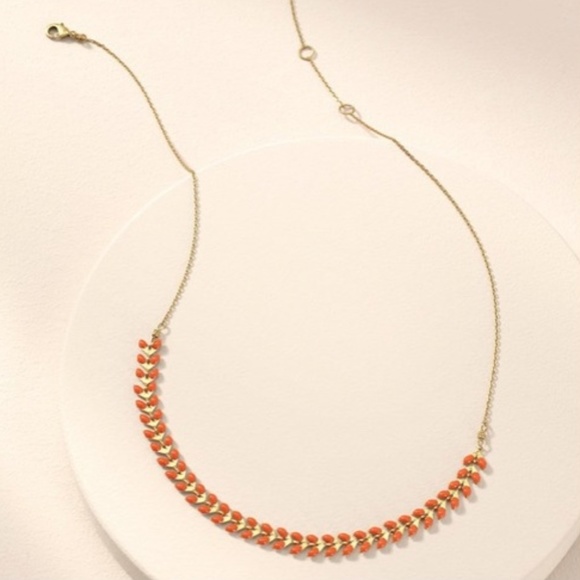 Stella & Dot Sarees Necklace Gold Black Orange - Picture 4 of 8